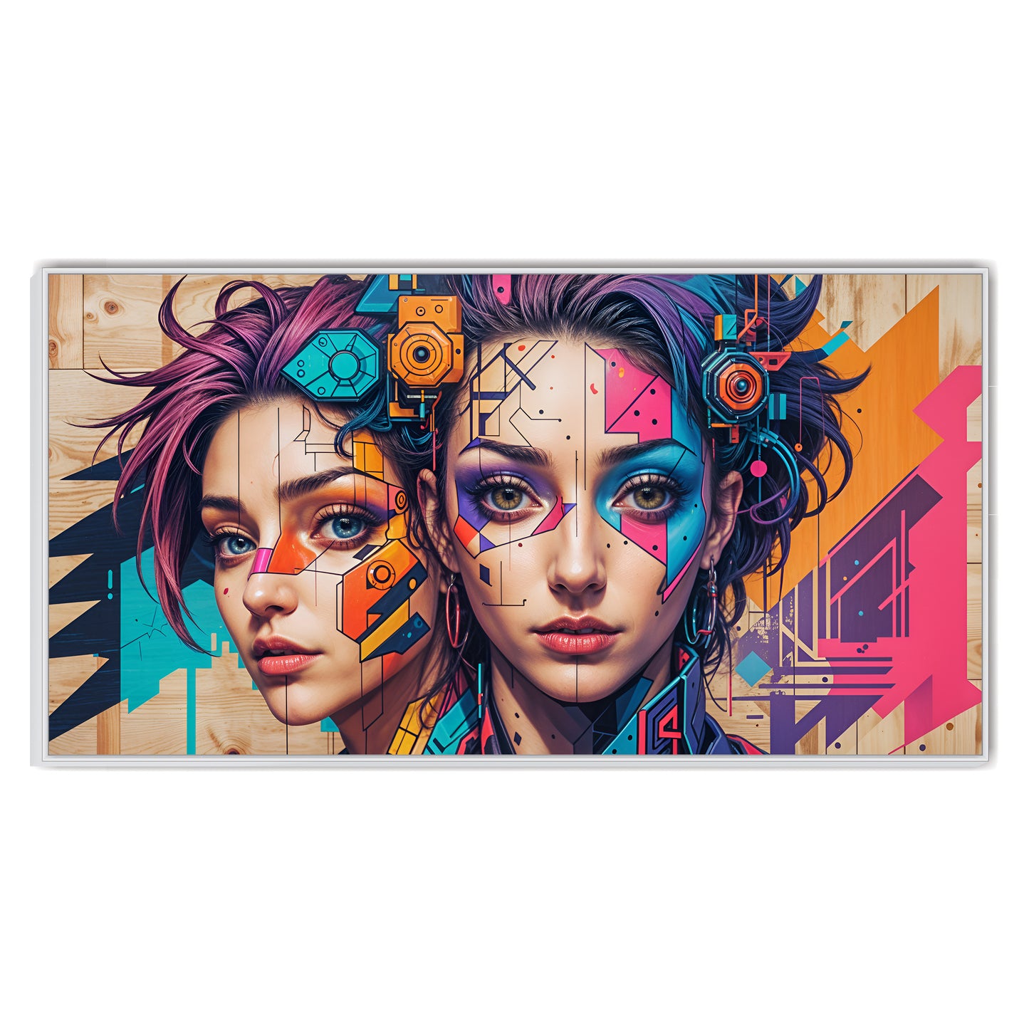 Cyberpunk Twins - Futuristic Canvas Art