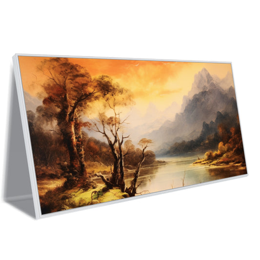 Mountain lake with lone tree foreground Canvas art Print Wall Painting