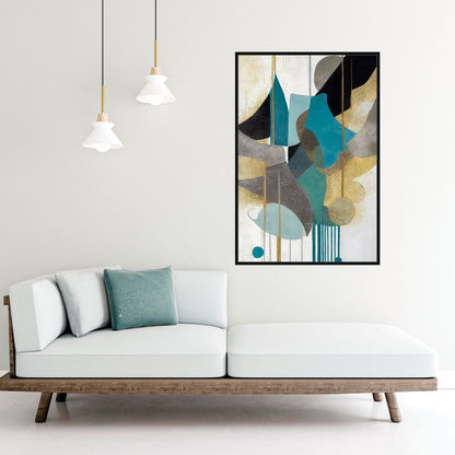 Gold textured Color block art Canvas Print Wall Painting