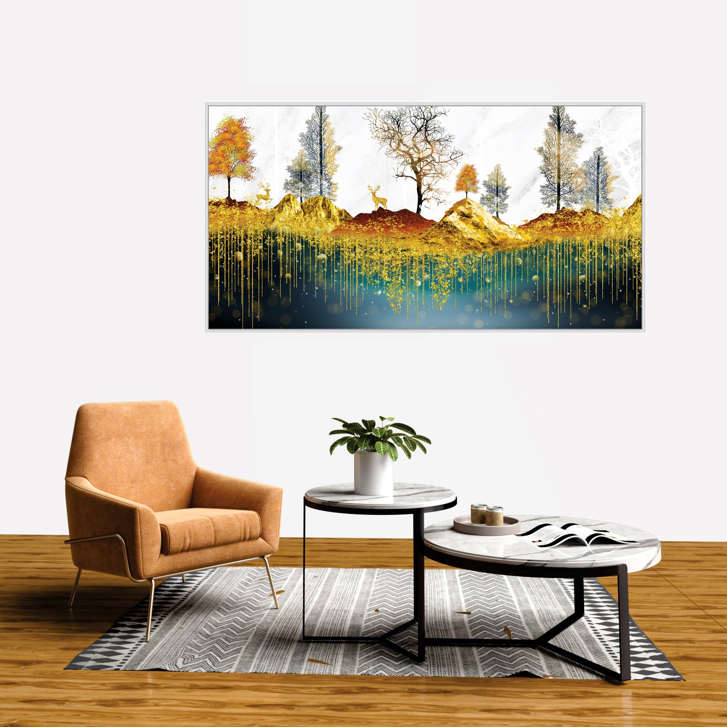 Golden Deer Canvas art Print Wall Painting