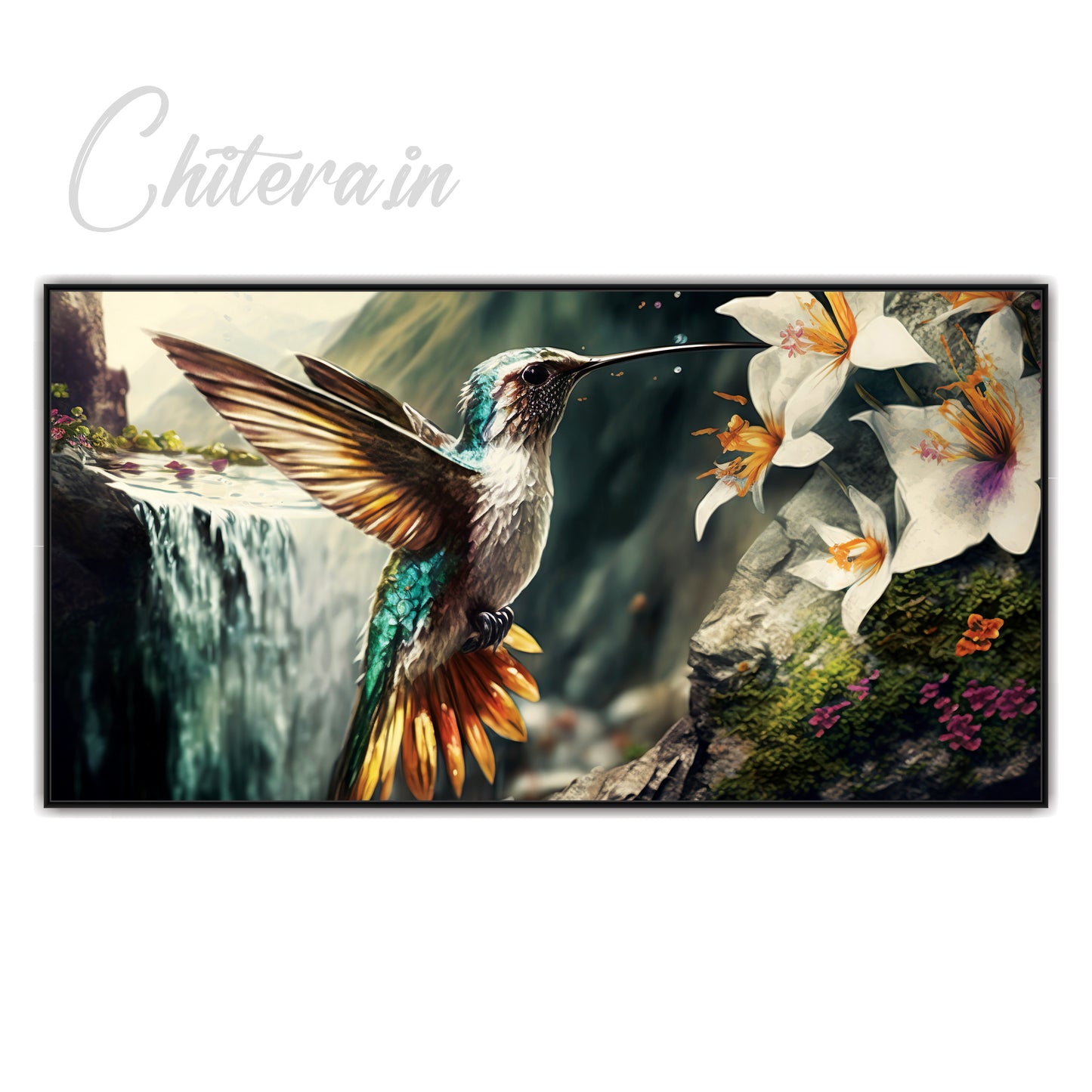 Bird with Flower Canvas Art Print Wall Painting