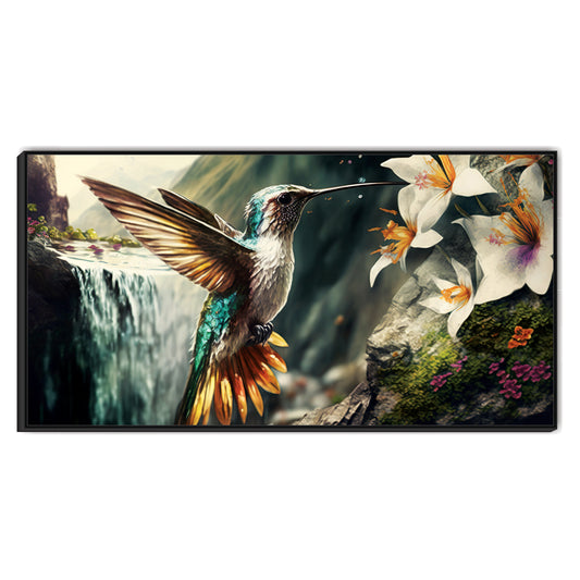 Bird with Flower Canvas Art Print Wall Painting