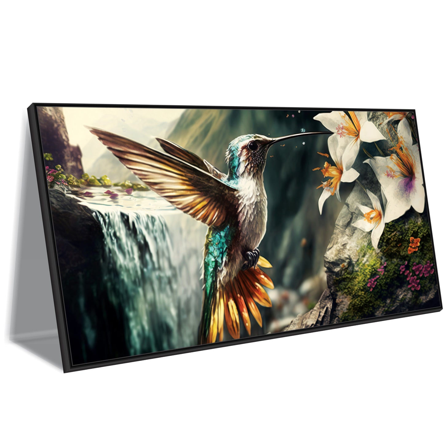 Bird with Flower Canvas Art Print Wall Painting