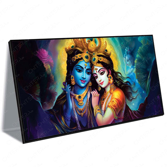 Radha Krishna Divine Love in Vibrant Colors Canvas Wall Art