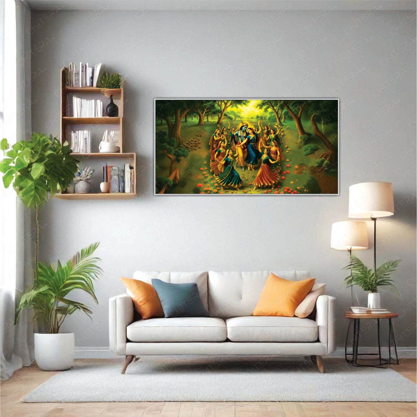 Spiritual Krishna Dance in Vrindavan Canvas Wall Art
