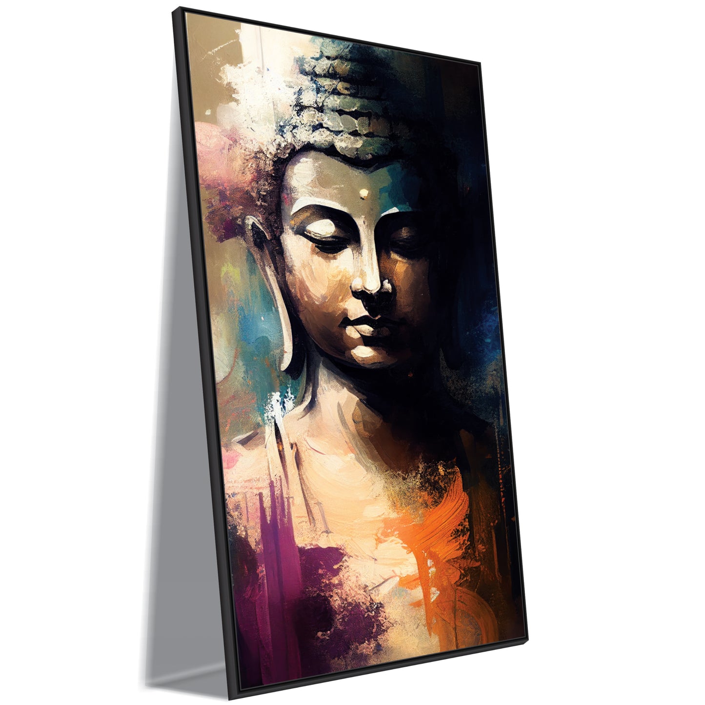 Lord Buddha Color Stroked Vertical Canvas Art