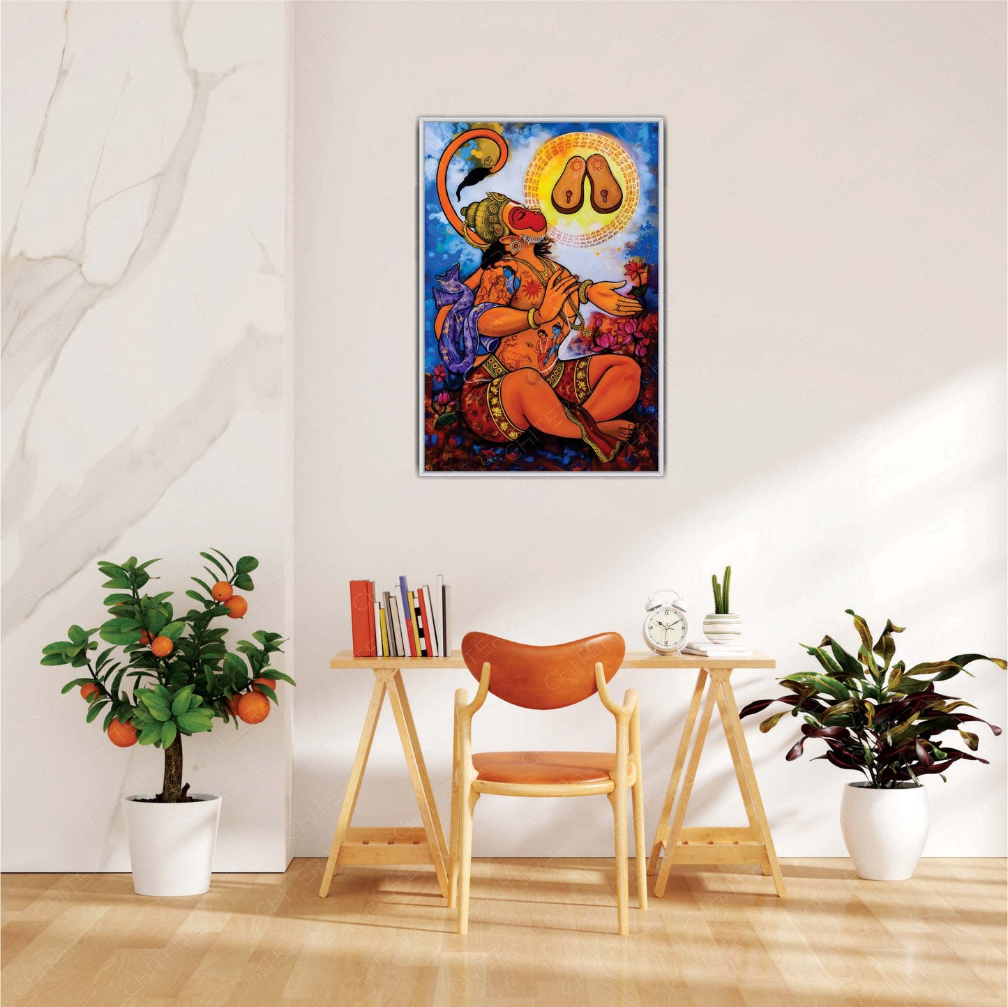Divine Devotion: Shri Hanuman in Bhakti Canvas Wall Art