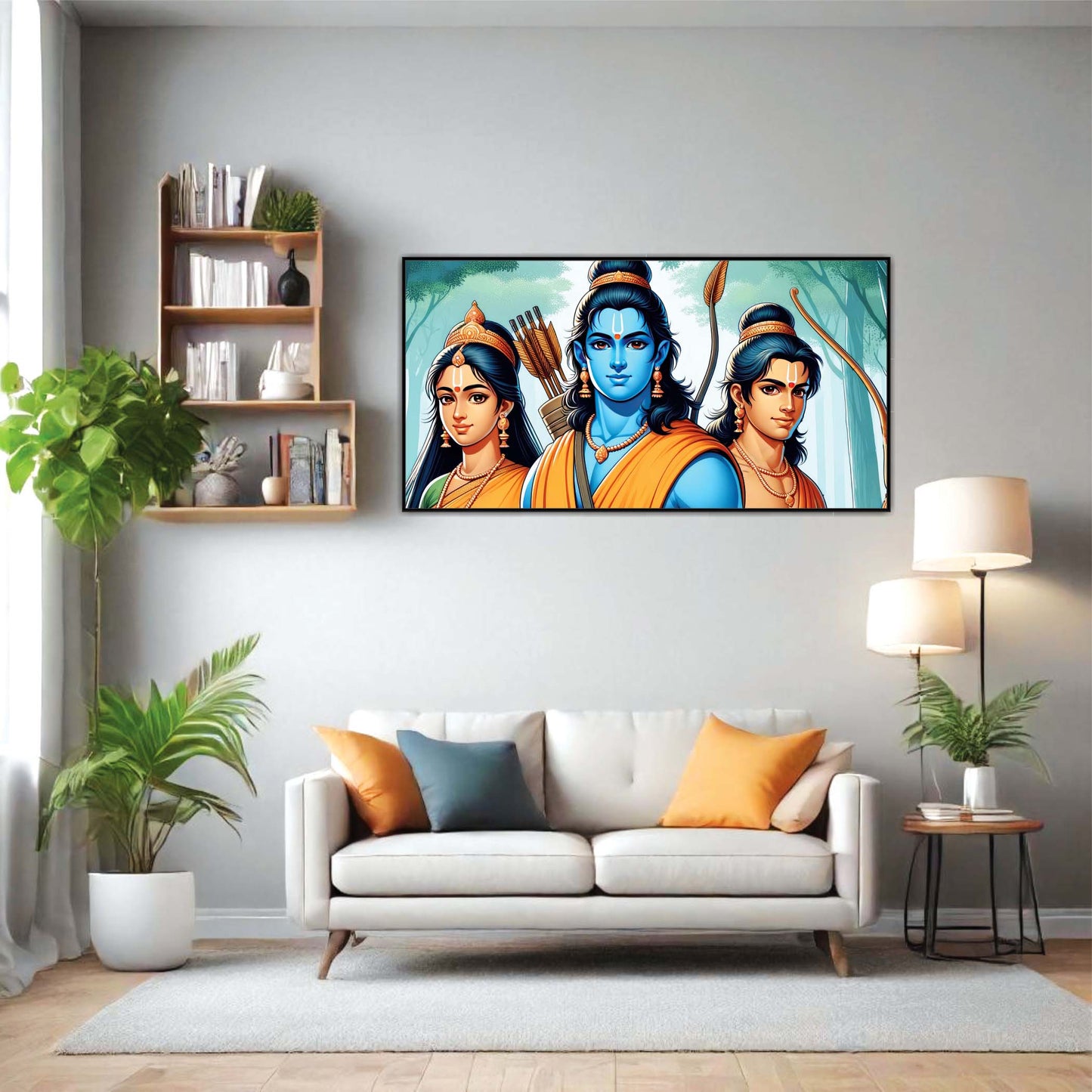 Divine Trio: Shri Ram, Sita & Lakshman canvas wall art