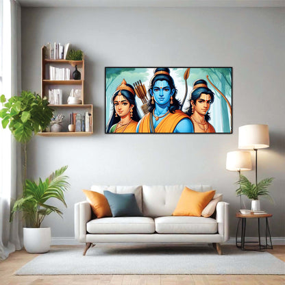 Divine Trio: Shri Ram, Sita & Lakshman canvas wall art
