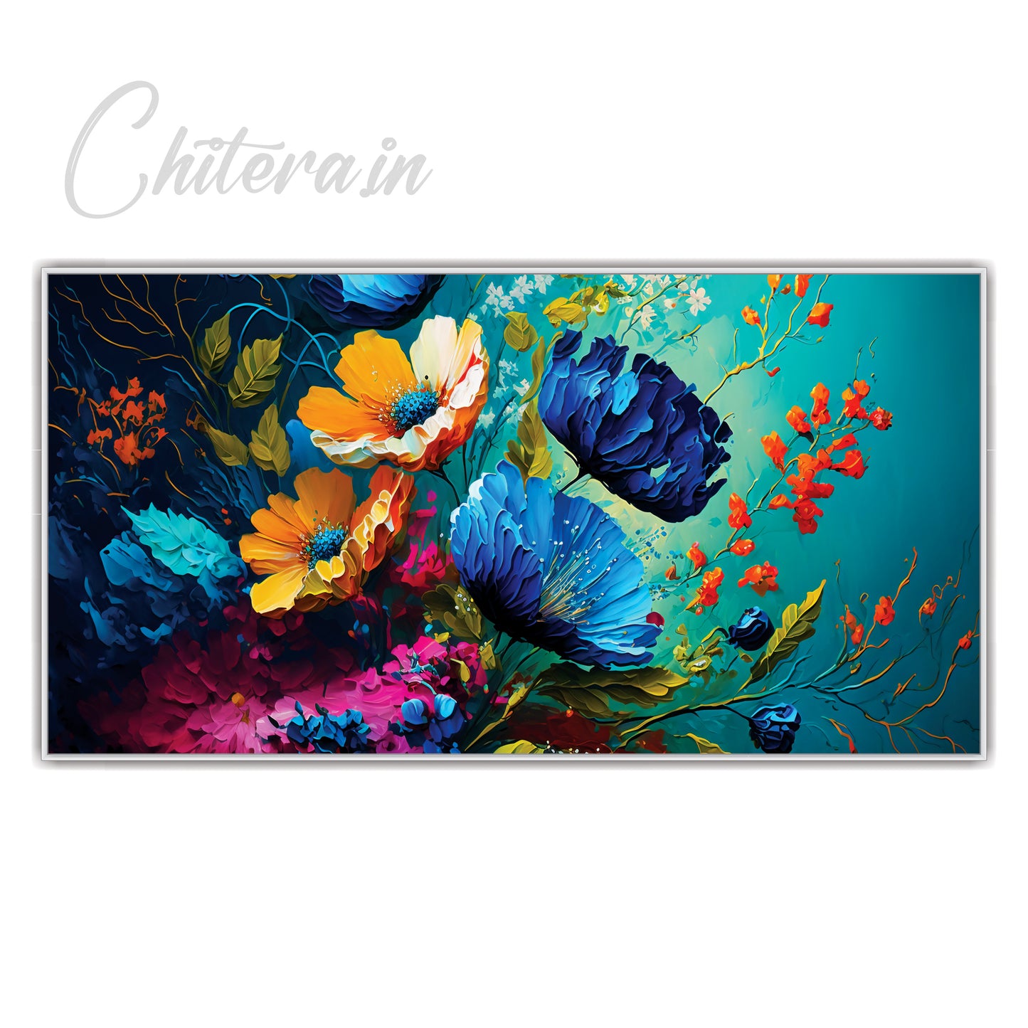 3D Blue Flowers art Canvas Print Wall Painting