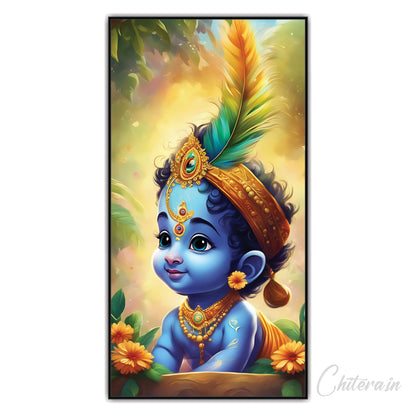 Little Krishna Beautiful Canvas Art Wall Painting