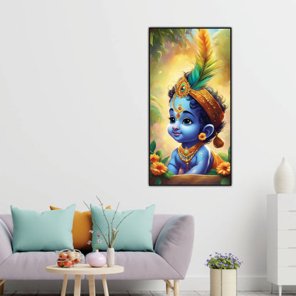 Little Krishna Beautiful Canvas Art Wall Painting