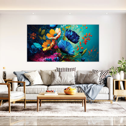 3D Blue Flowers art Canvas Print Wall Painting