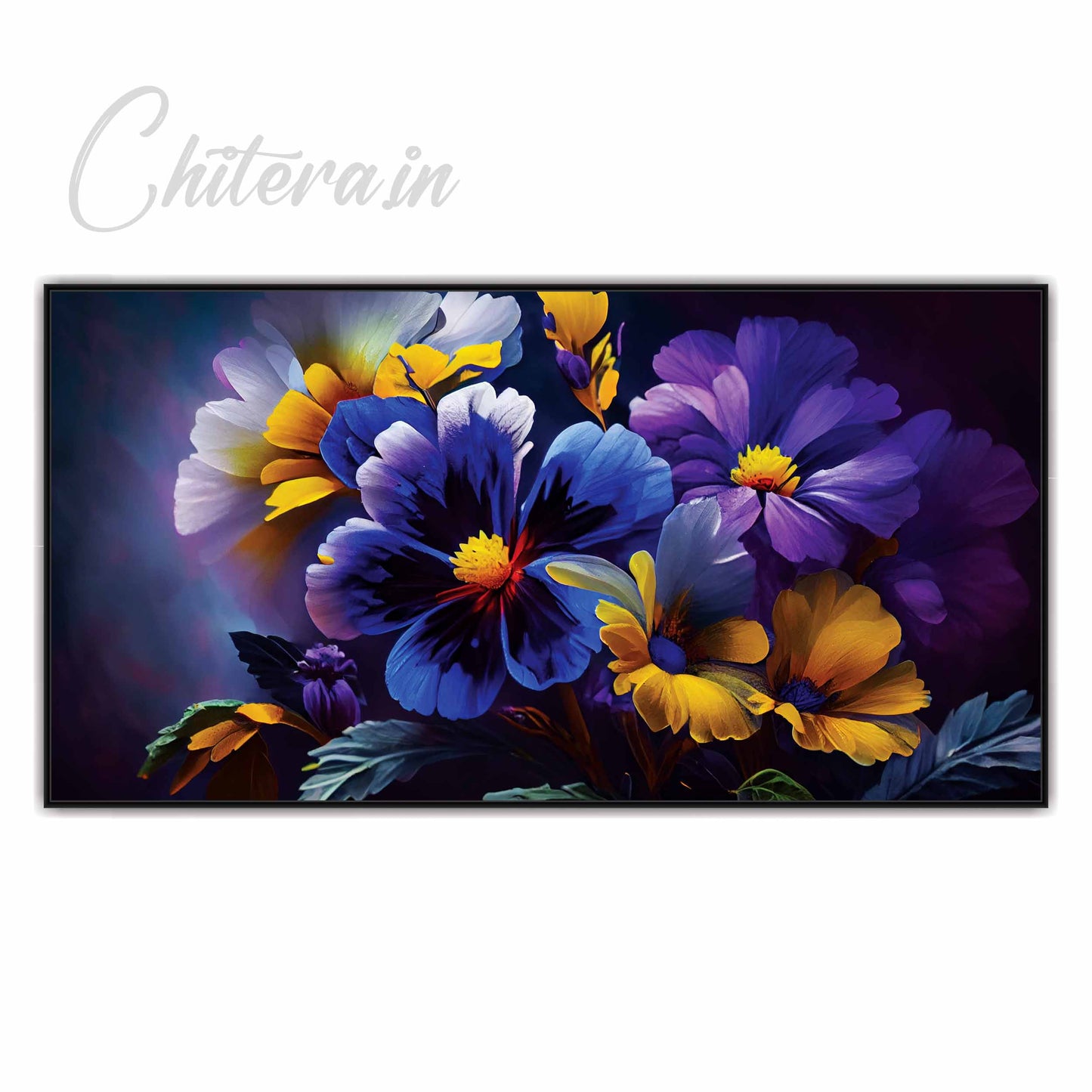 3D Blue Flowers art Canvas Print Wall Painting