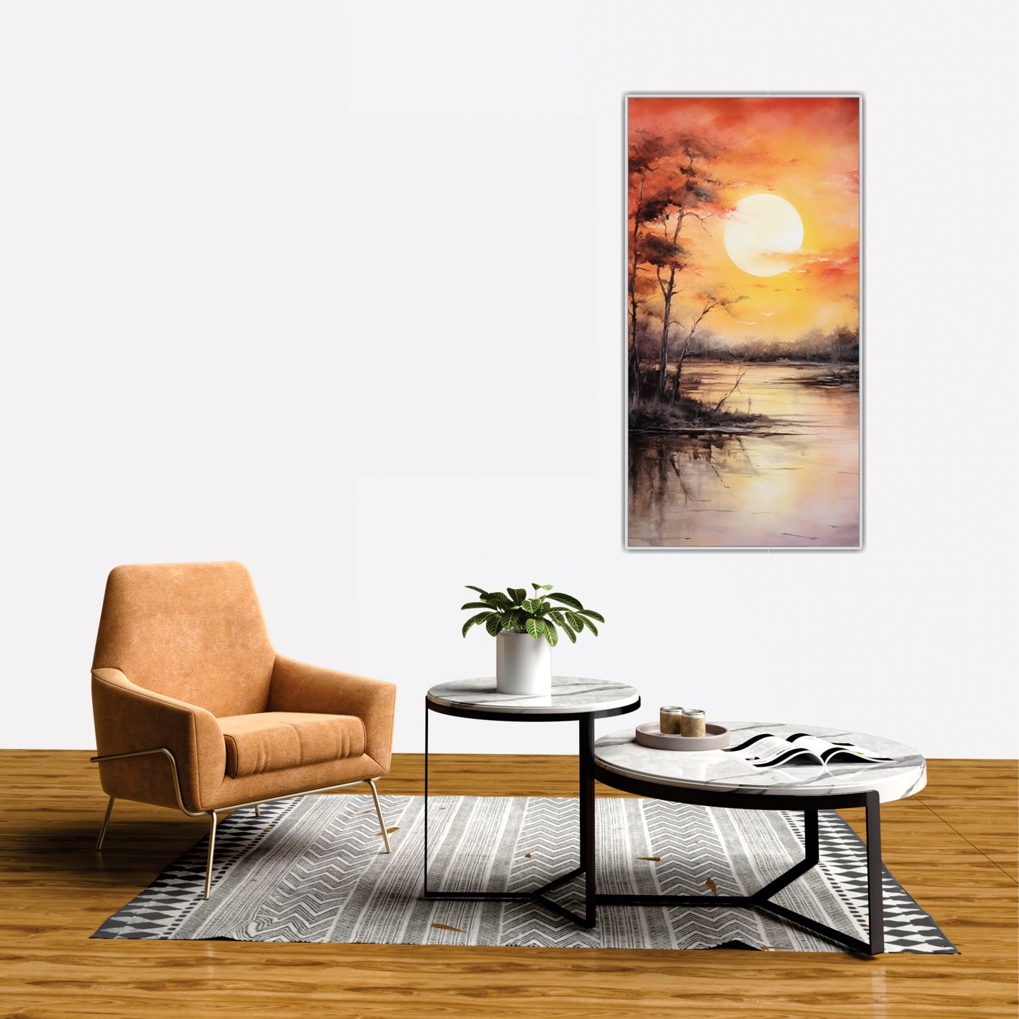 Snow and Sunset Canvas Art Print Wall Painting