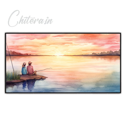 Sunset View with Couple Canvas Art Print Wall Painting