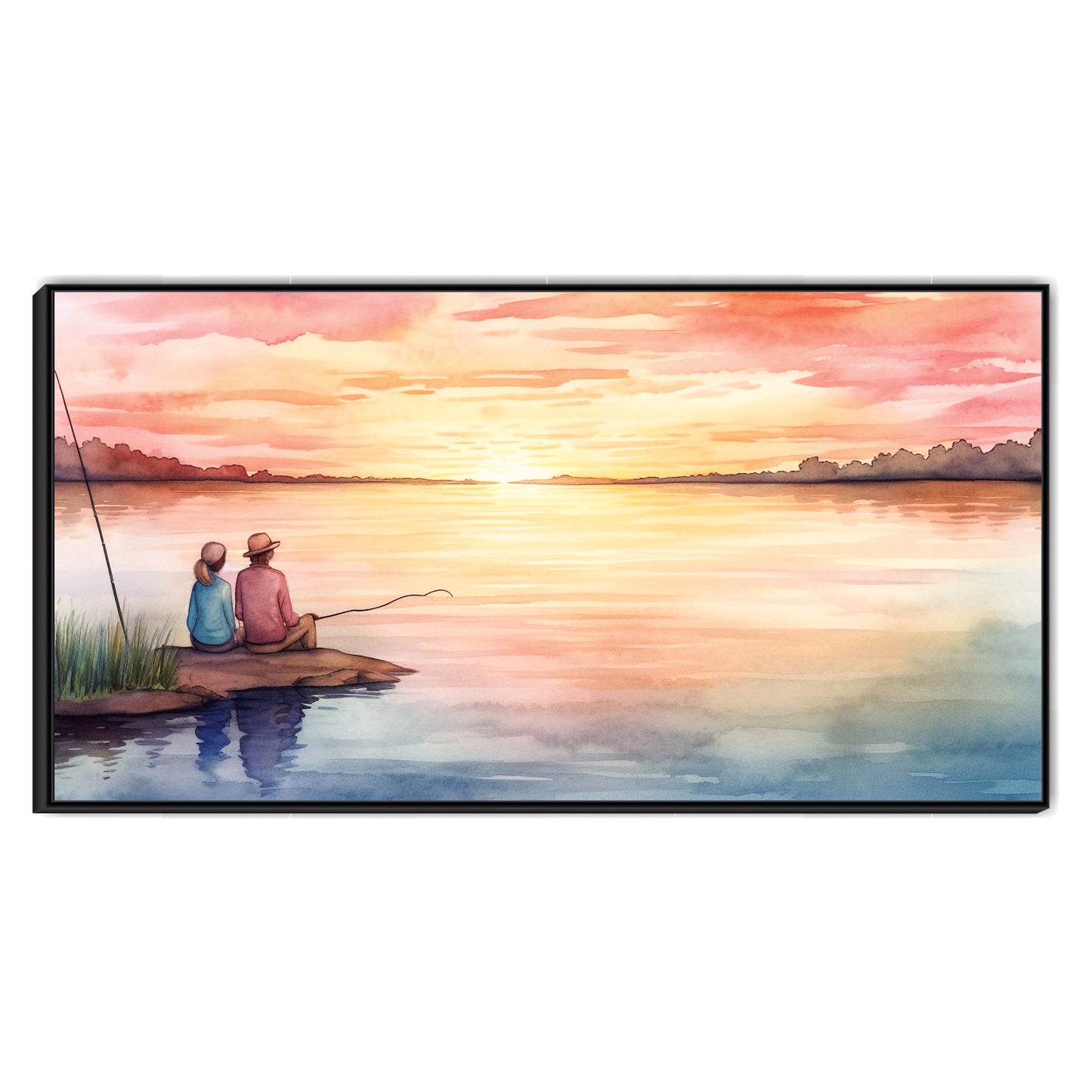 Sunset View with Couple Canvas Art Print Wall Painting