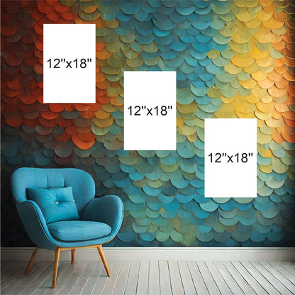 Exotic Green Leaves & Yellow Bloom Trio Canvas Wall Art